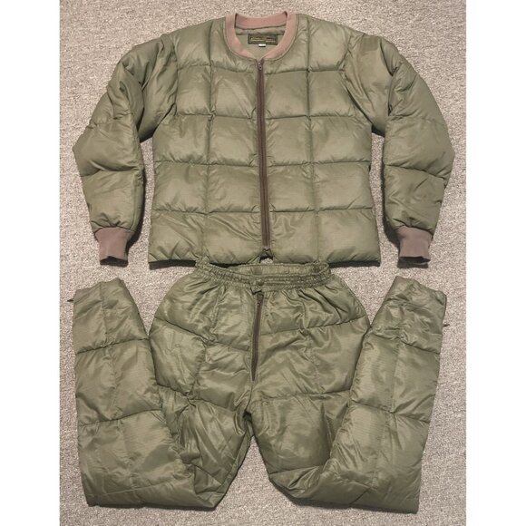 Vintage 60s 70s Small Eddie Bauer Premium Goose Down Quilted Jacket Pants Suit - Picture 1 of 16